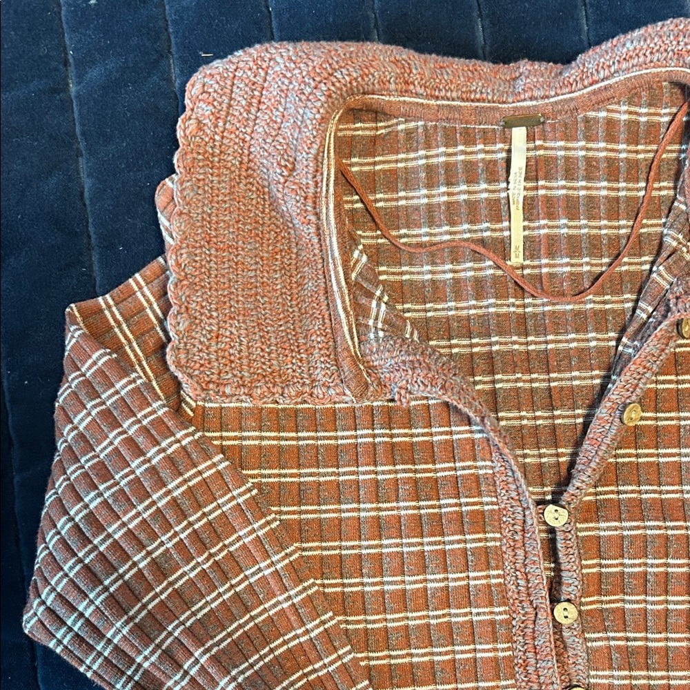 Free People Long Sleeve with Knit Collar